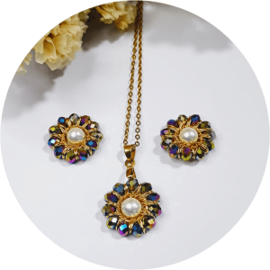 Set en alambrismo material Acero y Cristal