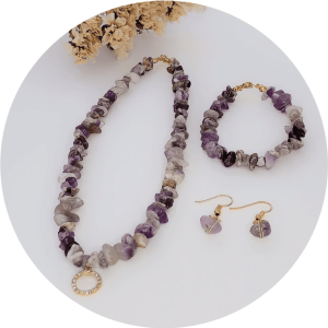 Set piedra Natural Amatista