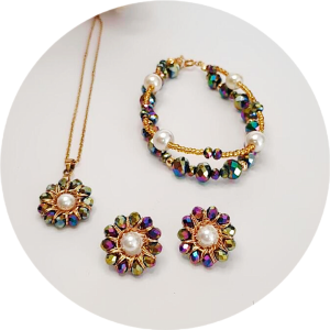 Set Completo en Alambrismo en material Acero y Cristal Metalizado