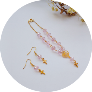 Set Pulsera Denario en material Oro Golfi y Cristal