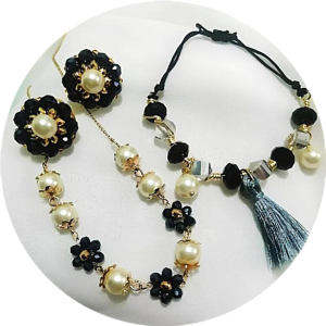 Set completo tejido a mano en golfi y cristal